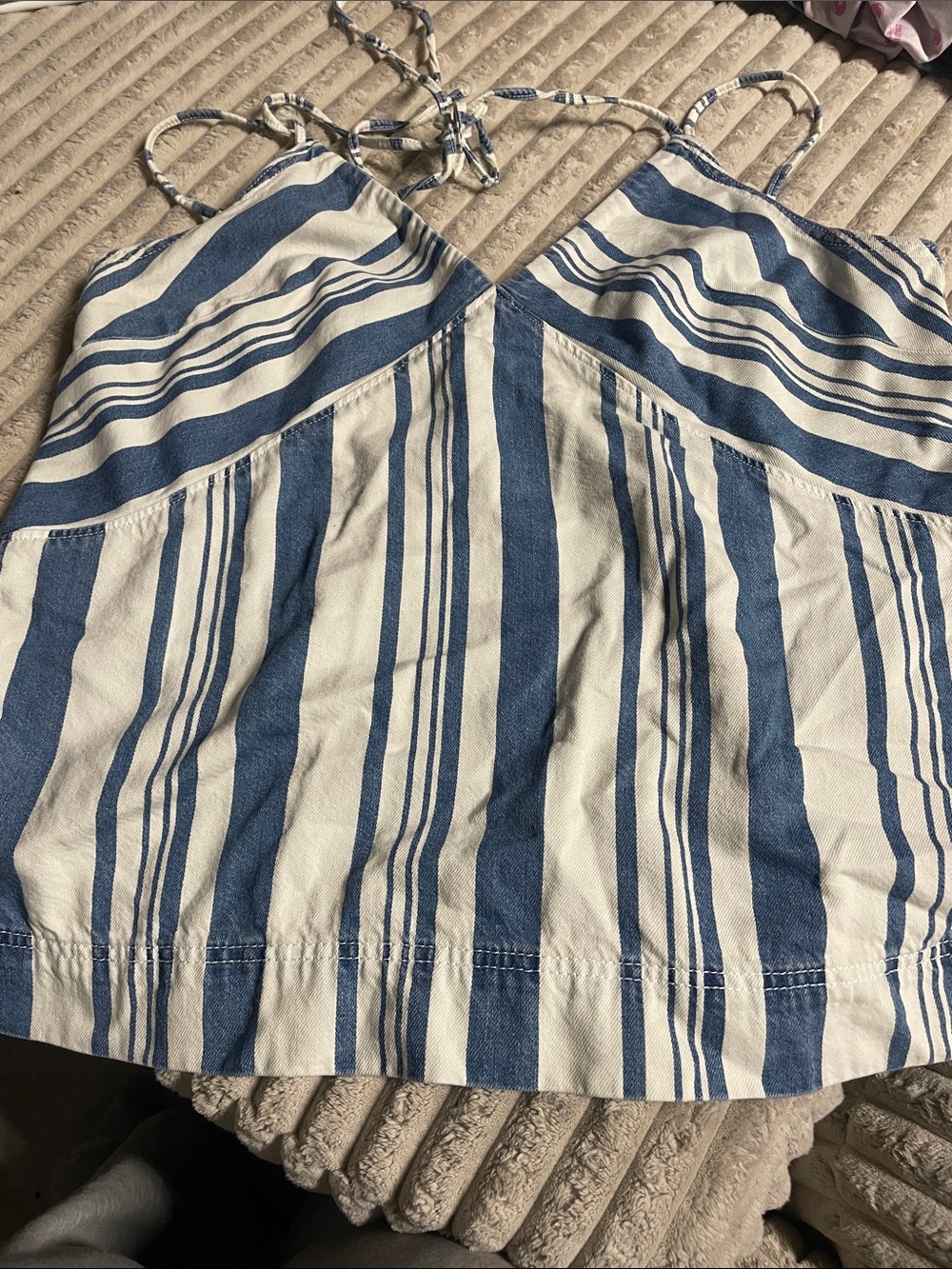 Universal Thread Blue and White Striped Tank Top